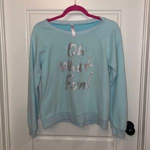 Xhiliration Oh What Fun Baby Blue Sweatshirt